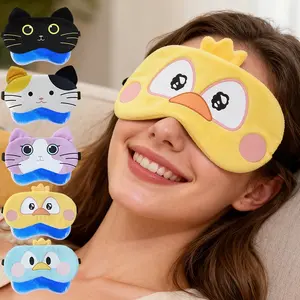 2pcs Cat Eye Mask Set, Plush Eye Mask, Gel Ice Pack, Reusable Hot Cold Therapy, Sleep Aid, Travel Yoga Outdoor, Unisex