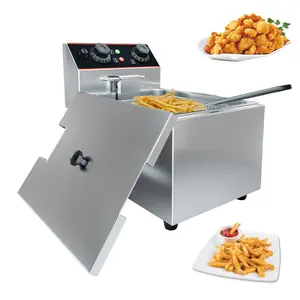 Garvee 8L Commercial Deep Fryer, Electric Countertop Stainless Steel Oil Fryer with XL Basket & Lid - 1800w, 120v Freidora Eléctrica De Aceite for Restaurant, Home Kitchen, Food Truck Use