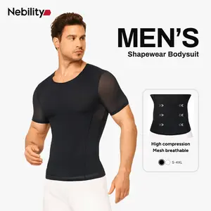 Nebility Men’s Mesh Compression Shapewear Top - Tummy Control, Anti-Odor Cool Breathable Quick-Dry Fabric, Menswear for Everyday Wear and the Gym