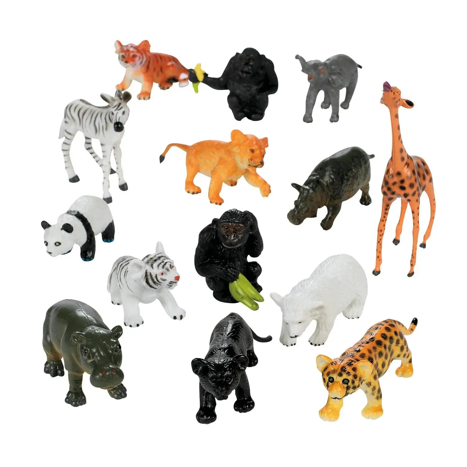 Oriental Trading Company Mini Plastic Cute Jungle Animal Figures Set - 25 Pc. Cute Figurines for Kids