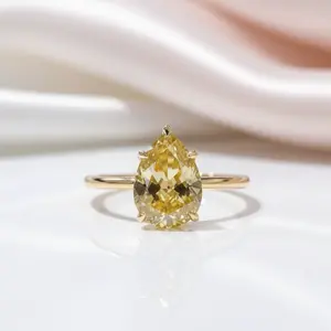 Yellow Gold Pear Cut Yellow Sapphire Engagement Ring