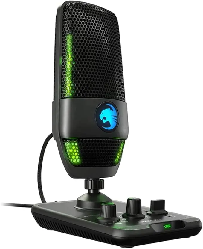 USB Professional Microphone with RGB Lighting for TikTok Live Streaming Podcasting and Gaming High-Quality Sound