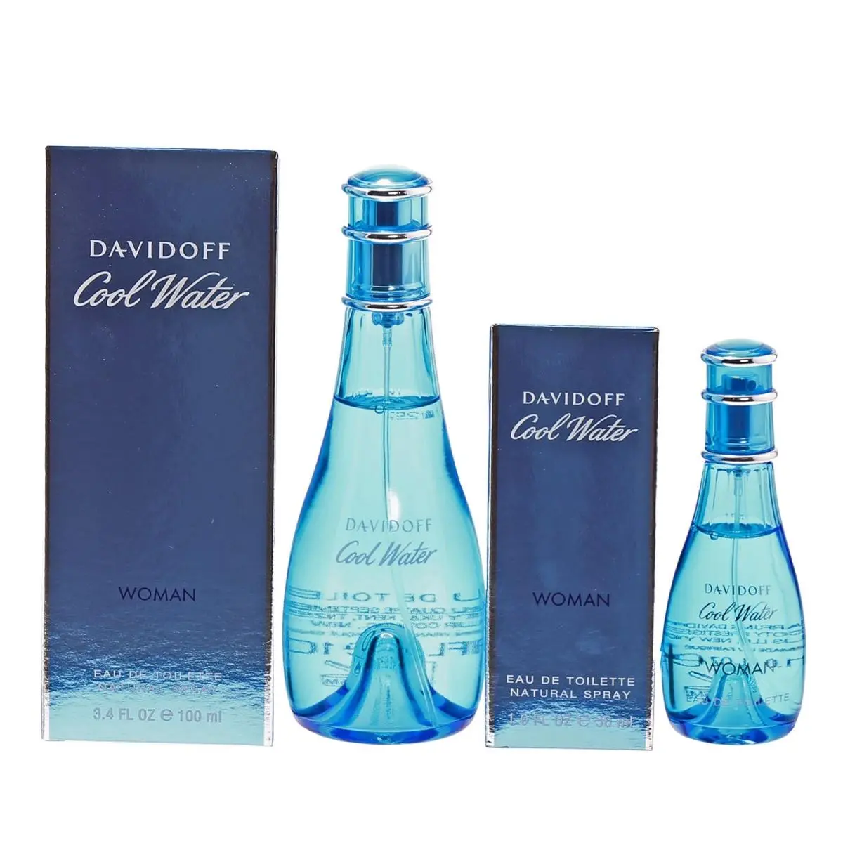 Davidoff Cool Water Woman Eau de Toilette 2-Piece Fragrance Gift Set, Refreshing Floral Aquatic Scent for Women (3.3 oz & 1 oz), Fragrance Mist Set, Mist Spray, Fresh Floral, Pineapple, Citrus