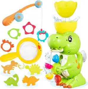 Dinosaur Bath Toys for Toddlers – Waterfall Fishing Game for Ages 1-8 – Interactive Bath Time Fun-Valentine's Day Gift