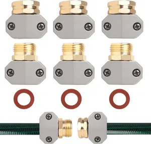 Hose repair kit,3 Setsgarden hose repair Fittings Aluminum Female and Male With Zinc Clamp Water Hose End Repair Connector Fit 3/4 Inch And 5/8 Inch Garden Hosegarden hose repair kit