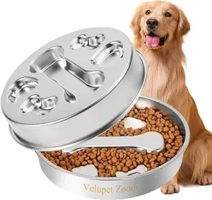 Slow Feeder Dog Bowl - Stainless Steel Dog Slow Feeder Food Bowl, Metal Non-Slip Lick Plate,Puppy or Cat Food Holder,Pet Supplies,Puzzle Maze Dish for Small & Medium Sized Breeds