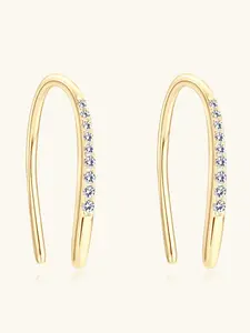 S925 silver moissanite open loop earrings, total weight 0.08CTW, women's U-shaped half loop earrings, suitable for daily jewelry gifts