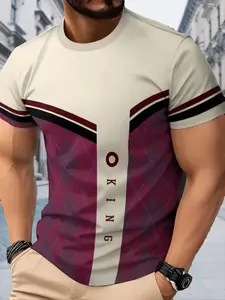 Men's Street Style T-Shirt, Lightweight Breathable Fabric, All-Season Casual Top, Ideal for Gym & Outdoor Wear, Trendy Round Neck Design, Activewear T Shirt, Athletic Shirt