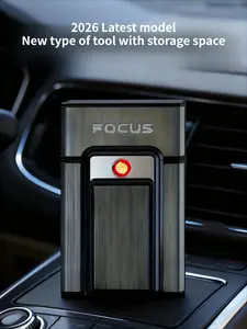 Portable tool with USB storage space - Rechargeable and windproof daily necessities, plastic boys' birthday gift, suitable for both men and women, can hold 20 items.