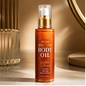 Golden Brown Shimmer Body Oil – Lightweight, Fast-Absorbing, Instant Radiant Glow, 100ml / 3.38 oz