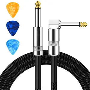Guitar , Guitar Cord 10ft, AMP Cord for Bass & Electric Guitars/Keyboard/Mandolin, Pro Audio Instrument  (Right Angle to Straight, Black)