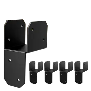 4 Pcs Black Joist Anchor Connector, Post Caps Tie Bracket for 2"x 4", Steel Mounting Joist Hanger Brackets, Truss to Beam Connector Roof Tie Header Hanger for Supporting Beams Rafters