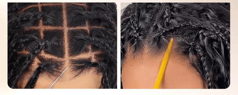 [26" Limited Offer] Ashimary Boho Knotless Box 26" Braided Wigs Full Double Lace Braid Wig for Black Women Lace Frontal Human Hair Blended Braided Wig with Boho Curls 360 Lace Front 428