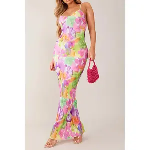 Island Time Backless Printed Maxi Cami Dress Casual Cotton