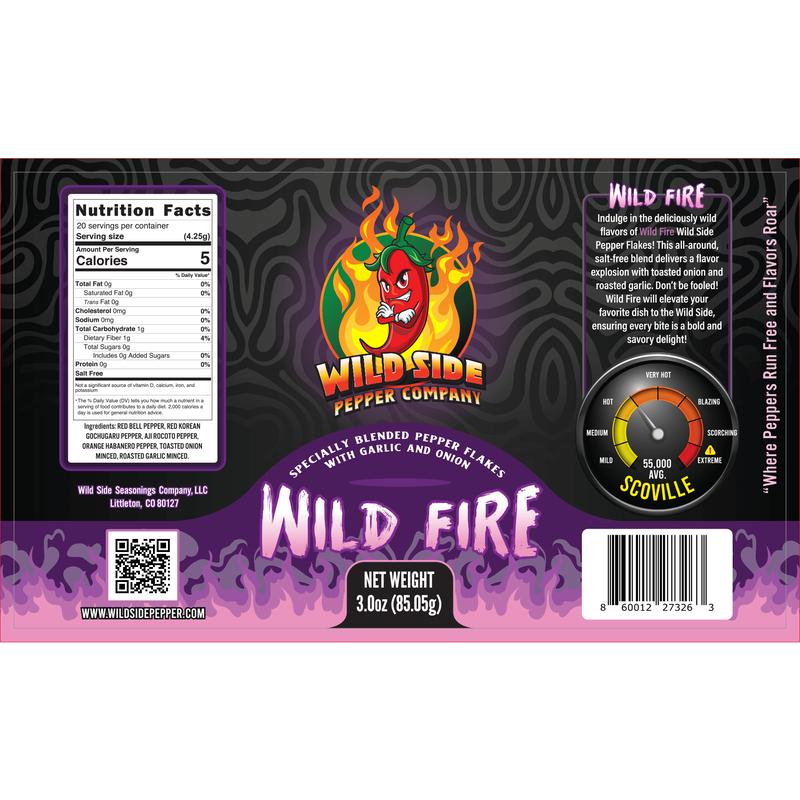 Wild Side Pepper Company Wild Fire Hot Pepper Flakes Savory Heat Bold Flavor No Salt Added 55000 Scoville Heat Rating
