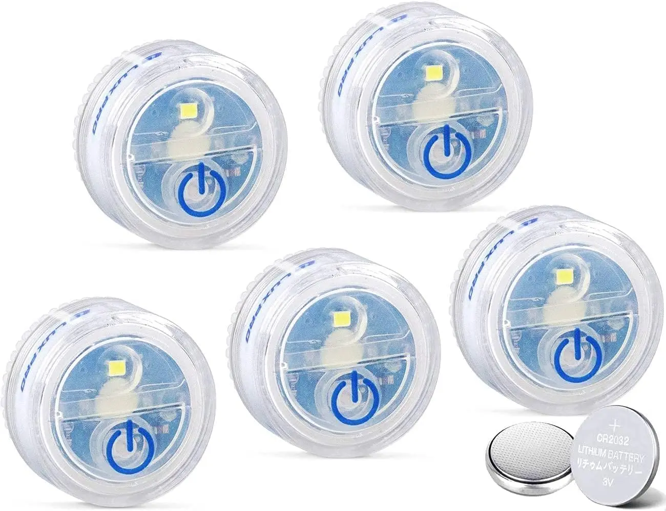 Waterproof Micro LED Puck Lights - 5-Pack Battery-Powered LED Tap Lights with Adhesive, Ideal for Under Cabinets or Bookcases, Cylinder Tap Lights, Ball-Shaped Tap Lights