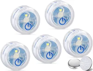 Waterproof Micro LED Puck Lights - 5-Pack Battery-Powered LED Tap Lights with Adhesive, Ideal for Under Cabinets or Bookcases