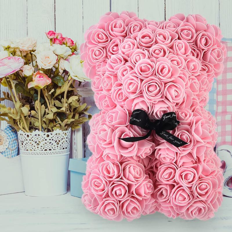 Artificial Flowers Rose Bear ,Rose Teddy Bear, Flower Bear Cub, Forever Rose Everlasting Flower for Window Display, Anniversary Christmas Valentines Gift Box Decor
