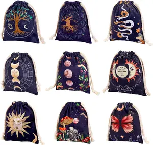 Tarot bag kit 9 pcs tarot card bags and pouches tarot deck holder storage gift velvet bags with sturdy drawstrings also suitable for crystals dices Witchcraft and divination Supplies