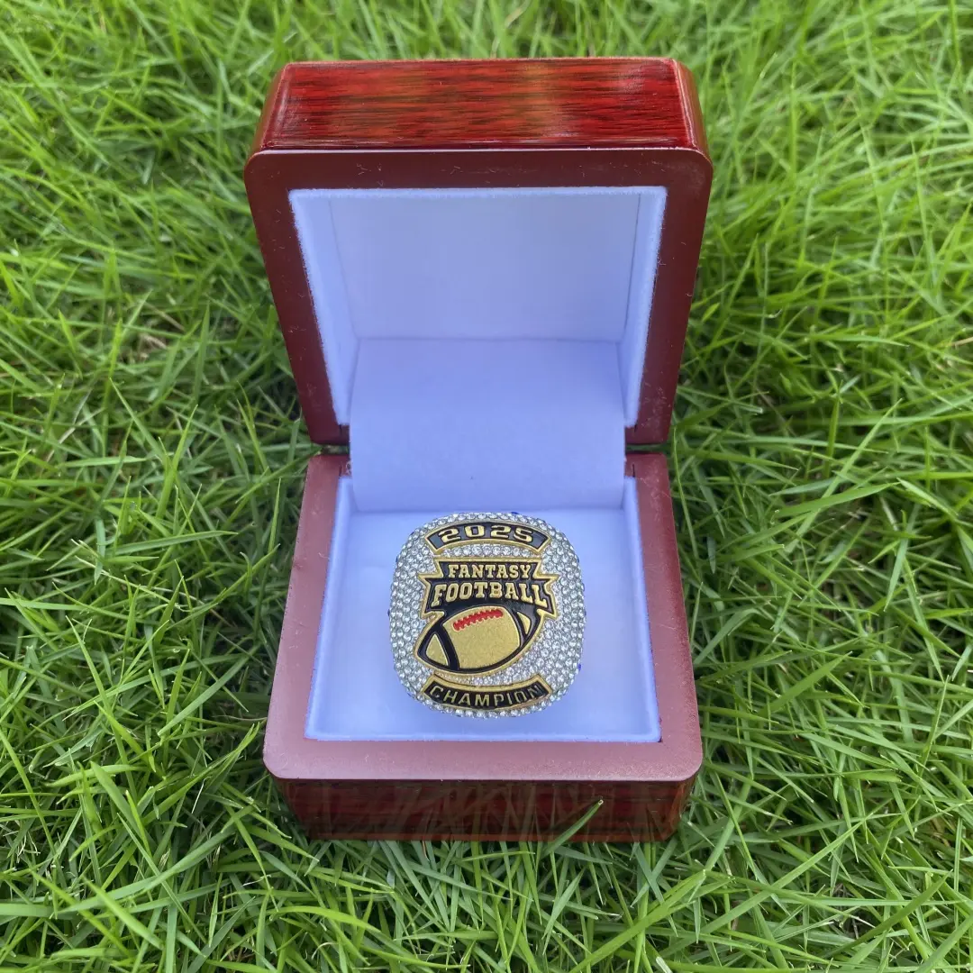 Fantasy Football Ring 2024/2025 Heavy  Champion Ring  Gold Silver Tone Plated Award Trophy for Fantasy Football League Winner