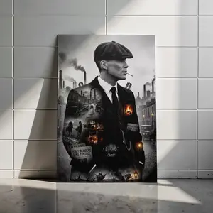 Thomas Shelby Peaky Blinders Poster – Black & White Gangster Aesthetic Wall Art, Vintage British Crime Series Print, Cinematic TV Show Decor, Otaku Gift (poster only, no frame)