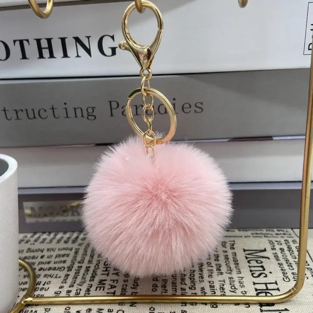 New Car Keyring Pompom Key Chains Key Holder Women Bag Pendant Jewelry Gifts Fluffy Fur Pom Keychain Soft Faux Rabbit Fur Ball