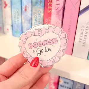Cute Phone Grip, Bookish Girlie, Kindle Accessory Phone Grip Kindle Grips, Bookish Grip, Gift for her, HeartBook lover gift sticky magnetic mount pop socket