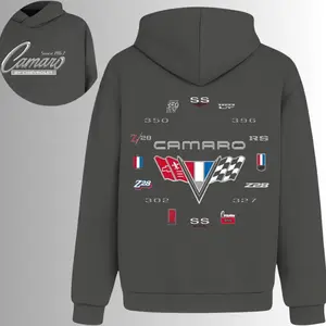 Vintage Chevrolet Camaro Badges Hoodie, 2 Sides, 1967 Classic Muscle Car Hooded Sweatshirt