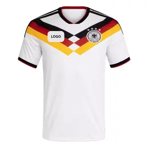 Men's White Soccer Jersey - Germany Flag Design Short Sleeve Top