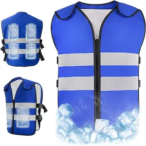 Cooling Vest for Men&Women,Reflective Ice Vest with 20 PCS Reusable Ice Packs,Adjustible Cool Jacket for Mascots,Working,Fishing,Cycling,Running,Cooking,Motorcycle in the Heat ﻿