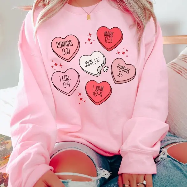 Christian Valentine Sweatshirt, Bible Verse Candy Heart Sweatshirt, Faith Based Valentines Day Sweater, Cute Conversation Hearts Sweatshirt, Cozy Christian Valentine Gift for Women