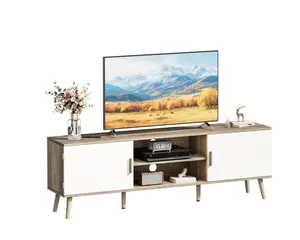 Mid Century TV Stand for 60" TVs, Adjustable Shelf, 54 inch Media Console for Living Room
