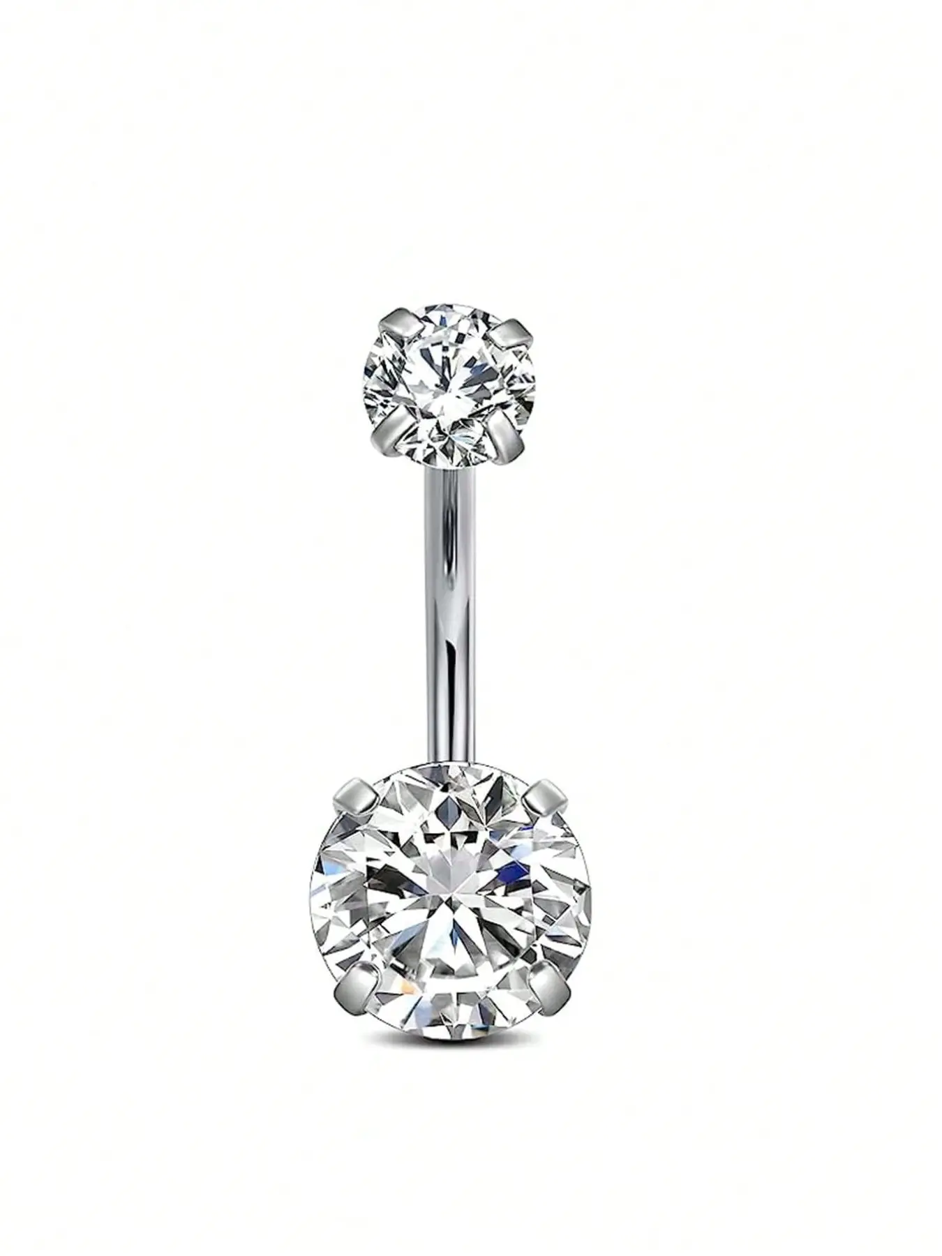 Super Shiny Simple Diamond Belly Button Ring, Navel Piercing Jewelry, Unisex Piercing Jewelry, Body Piercing Jewelry, Casual Plain Design, All Seasons Fashion Accessory