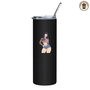 Patriotic Hinata Sticker, 1776–2026 USA Art, Tattoo Waifu in Denim, Fourth of July Vinyl Decal