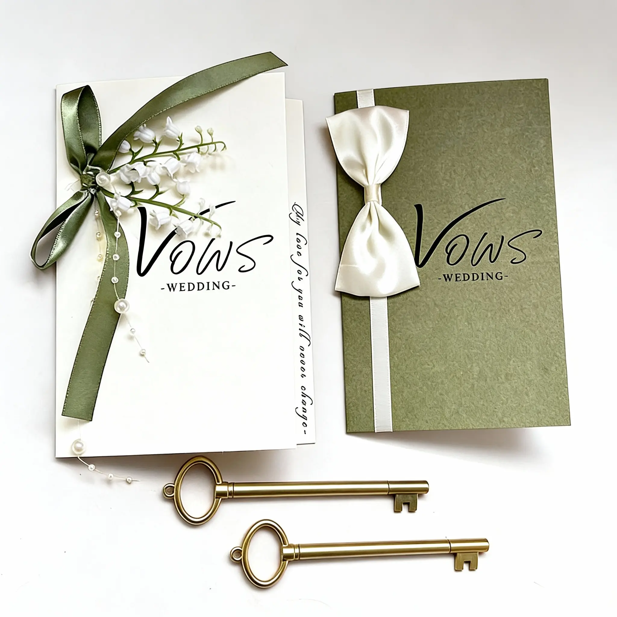 Wedding Key Shape Signature Pen Set, Writing Instrument, Simple Style Groom Bride Writing Vows Card, Wedding Stage Speech Card, Parents Toast, Handwritten Vows