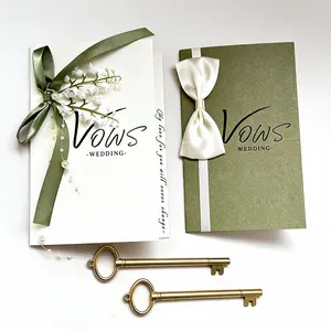 Wedding Key Shape Signature Pen Set, Simple Style Groom Bride Vows Card, Wedding Stage Speech Card, Parents Toast, Handwritten Vows