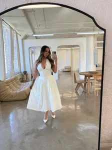 Aria Cotton Halter Dress - White