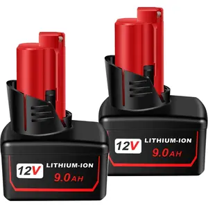 2 Packs 9.0Ah M12  Compatible with M12 Lithium-  48-11-2440 48-11-2402 48-11-2411 M12 Cordless Tools