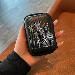 Zebra Pattern Eyeglasses Holder, Essential Office & Travel Accessory, Eva Hard Edge Headphone/wire/charger Organizer, Durable Portable Design