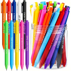10 Pcs Gel Ink Pens, Motivational Inspirational Quotes, Retractable Rolling Ball, Smooth Writing Ballpoint, Assorted Colors, Aesthetic Pens, Office & Home Use, Funny Teacher Pens