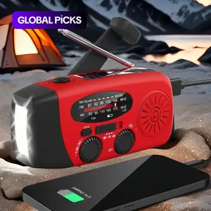 2000mAh Multifunctional Portable Radio Hand Crank, Solar Powered/USB Rechargeable FM AM WB NOAA Weather Radio, Emergency LED Flashlight Power Bank for Holiday Birthday #GLOBAL PICKS