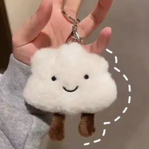 White Cloud - Soft and Mini-Sized Stuffed Keychain, Cute Funny Animal Food Plushie, Fun Gift Idea for Kids, Birthdays, and Collectors, Keychain Toy