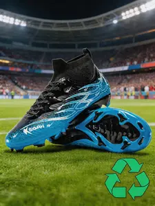 Youth High-Top Football Training Shoes, Lightweight Anti-Slip Durable Long Spike Design, Unisex Soccer Cleats for Kids, Comfortable Sports Shoes