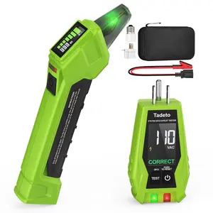 Tadeto Circuit Breaker Finder Tool with Outlet Tester, Quickly GFCI, Voltage, Electric Tester with Dual LCD Display, Light Socket and 3-2 Prong Grounding Adapter, Alligator Clip Adapter