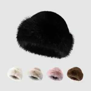 Winter and Autumn Women's Warm Fleece Hat Thick Mongolian-style Cap Soft Plush Fabric for Outdoor Activities in Cold Weather