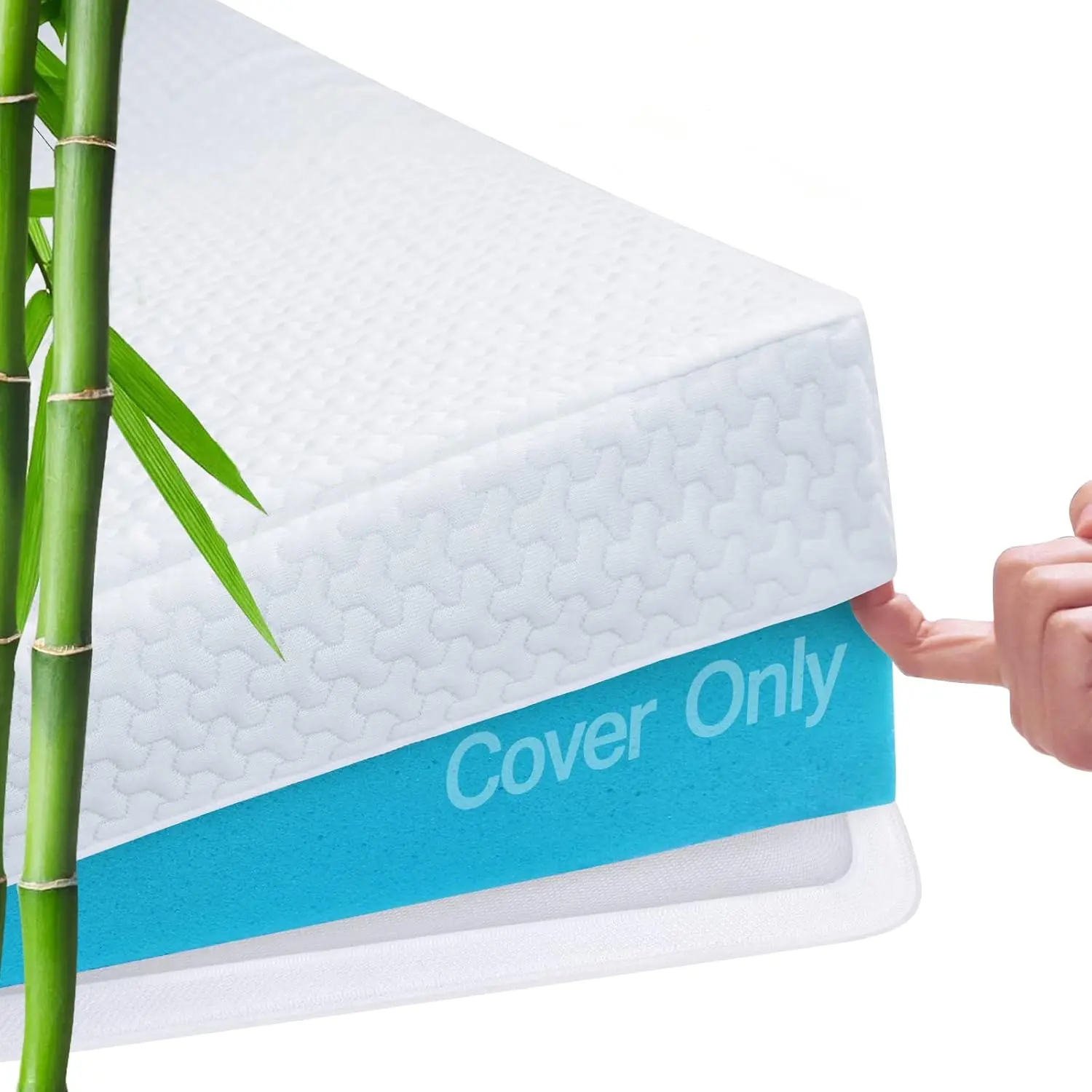 Mattress Topper Cover  Size (Only Cover) 3 Inch Mattress Protector Cooling Rayon Zippered Mattress Encasement with Adjustable Straps for Latex Mattress Topper Memory  Cover