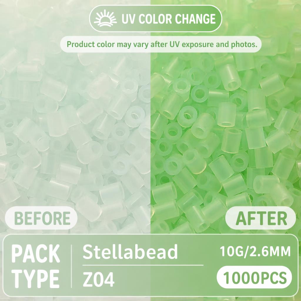 Stellabead 2.6mm Color Changing Fuse Beads Z Series Light Changing Colors Refill Pack - 4000/10,000 Beads Per Color, 8 Magic Effect Colors for DIY Crafts & Pixel Art Projects