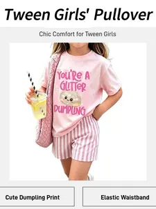 Back to School Season | Tween Girls' Cute 2-Piece Summer Kids' Clothing Set, Student Outfit Tops
