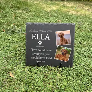Personalized Pet Memorial Stone with Photo – Custom Dog & Cat Memorial Gifts for Loss, Pet Grave Marker Headstone, Sympathy Gift