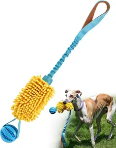 Interactive Dog Tug Toy Can Hiding Food & Stretchable Rope, Soft Pet Teeth  Cleaning Rope, Puppy Training Pull Toy with Bungee Rope for Exercise & Interactive Play Games,Durable Pet Supplies for Small Medium Large Dogs Chase and Tug (Blue)